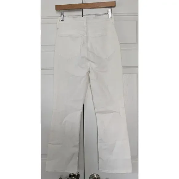 J. Crew Factory High Rise Flare Crop White Denim Jeans - Picture 7 of 9